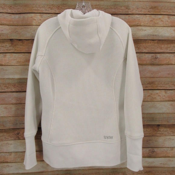 SPYDER White Zipper Front Sweater Hoodie Jacket L - Picture 8 of 16